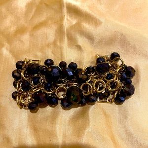 Purple and Gold Beaded Chain Bracelet